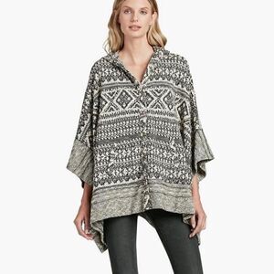 Lucky Brand | Jacquard Terry Button Hooded Poncho